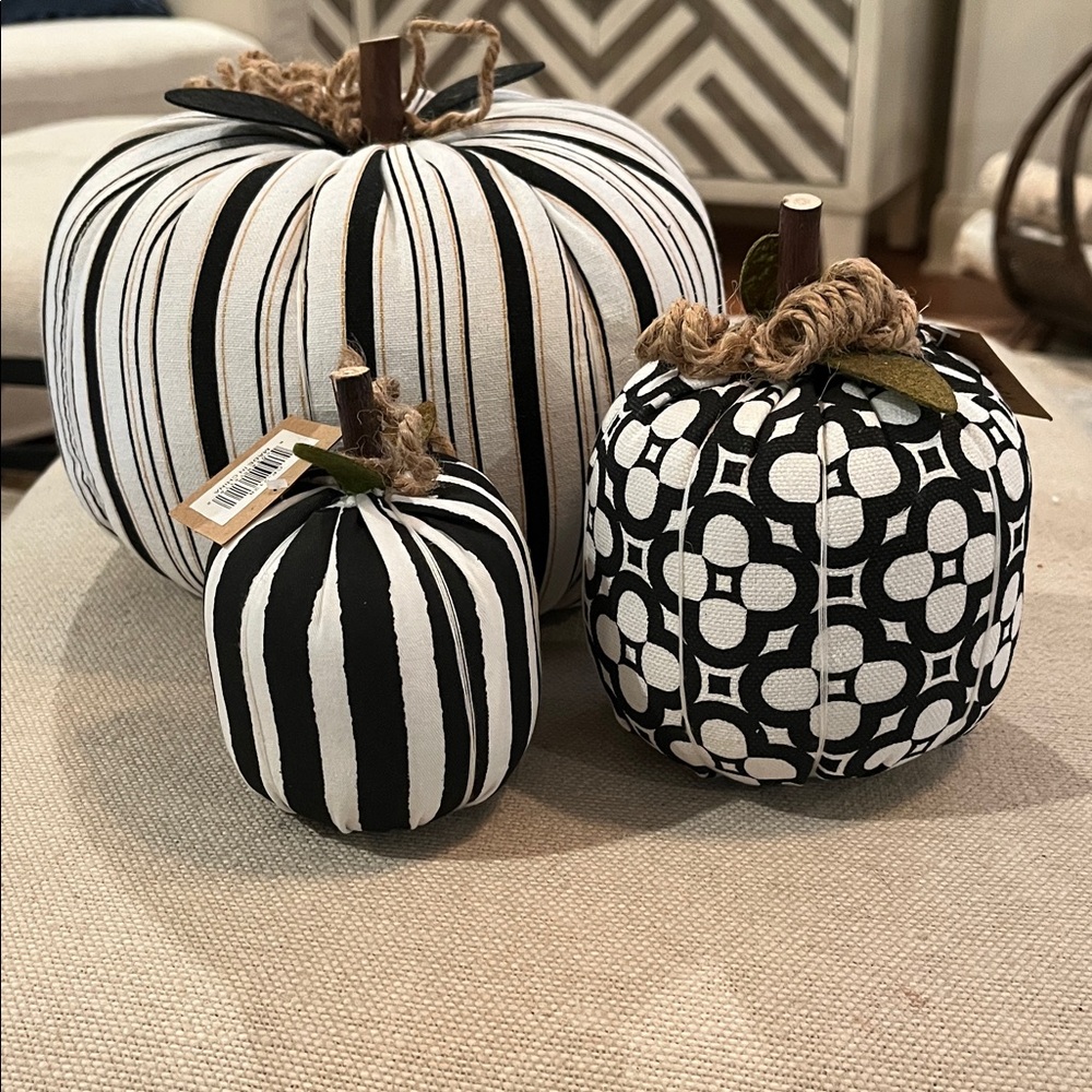 Patterned Fabric Pumpkin/Black & White Sarah Pattern-Medium/NWT - Picture 5 of 10